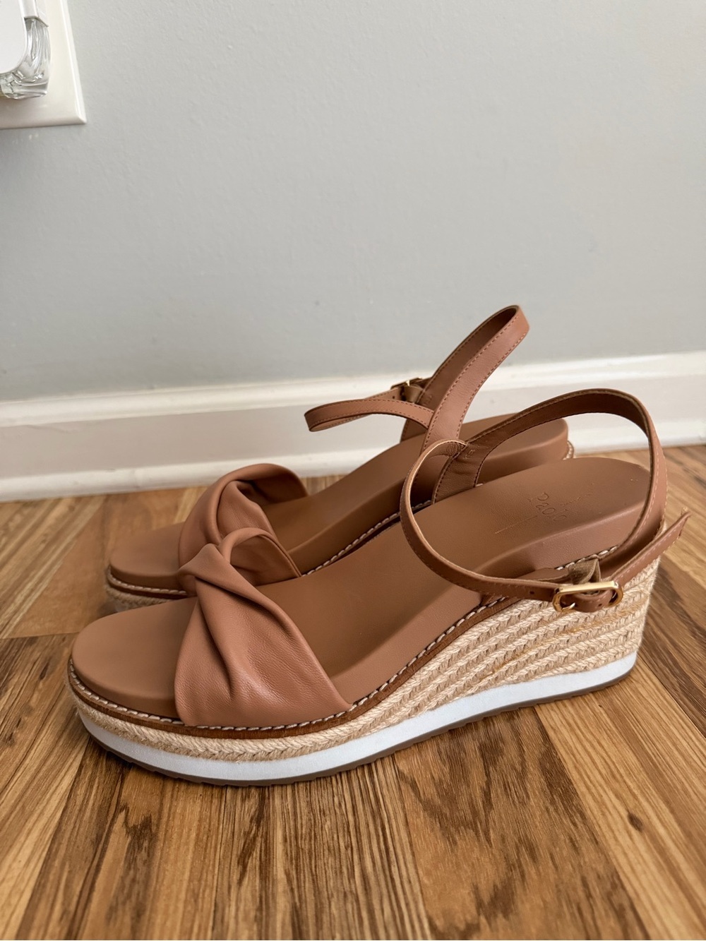Paolo Tan Knotted Espadrille Wedge Sandals